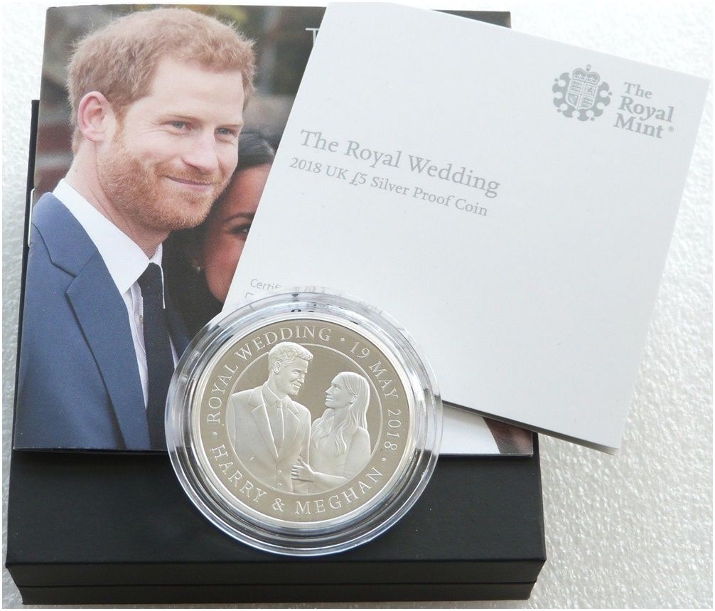 2018 Royal Wedding Harry Meghan £5 Silver Proof Coin Box Coa