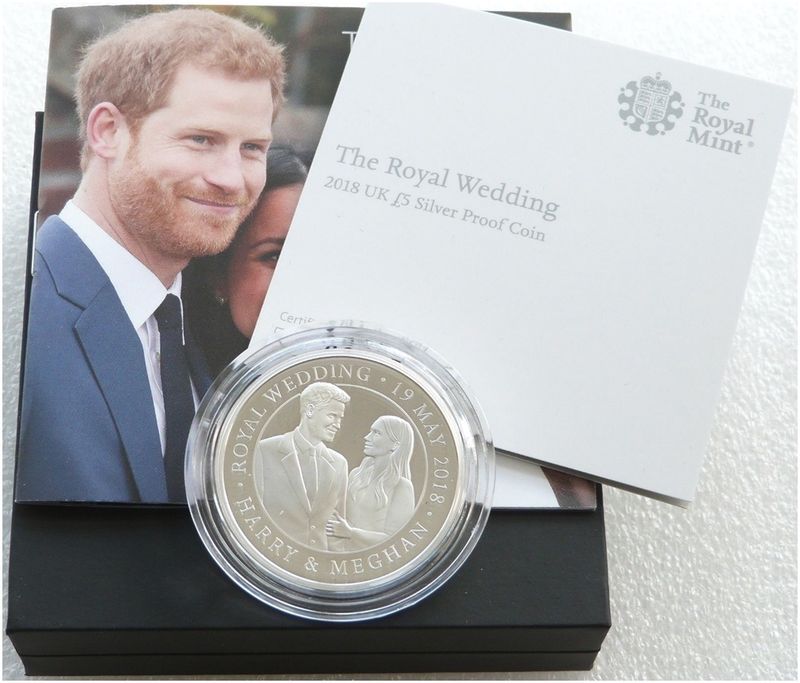 2018 Royal Wedding Harry Meghan £5 Silver Proof Coin Box Coa