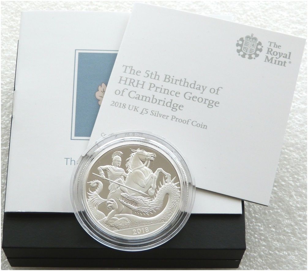 2018 Prince George 5th Birthday £5 Silver Proof Coin Box Coa