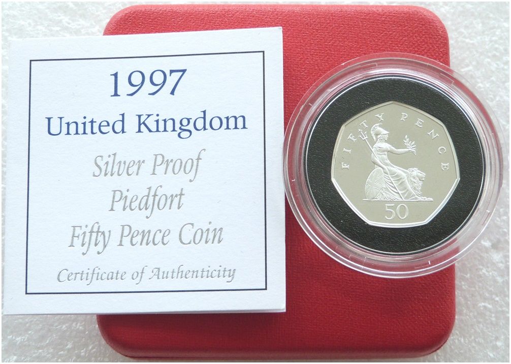 1997 Britannia Piedfort 50p Silver Proof Coin Box Coa