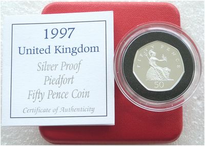 1997 Britannia Piedfort 50p Silver Proof Coin Box Coa 1997 Britannia Piedfort 50p Silver Proof Coin Box Coa
