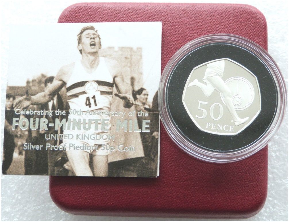 2004 Roger Bannister Piedfort 50p Silver Proof Coin Box Coa 2004 Roger Bannister Piedfort 50p Silver Proof Coin Box Coa