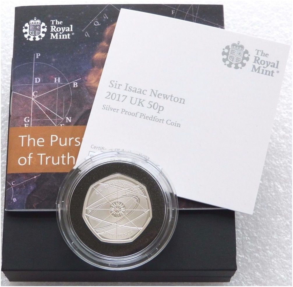 2017 Sir Isaac Newton Piedfort 50p Silver Proof Coin Box Coa 2017 Sir Isaac Newton Piedfort 50p Silver Proof Coin Box Coa