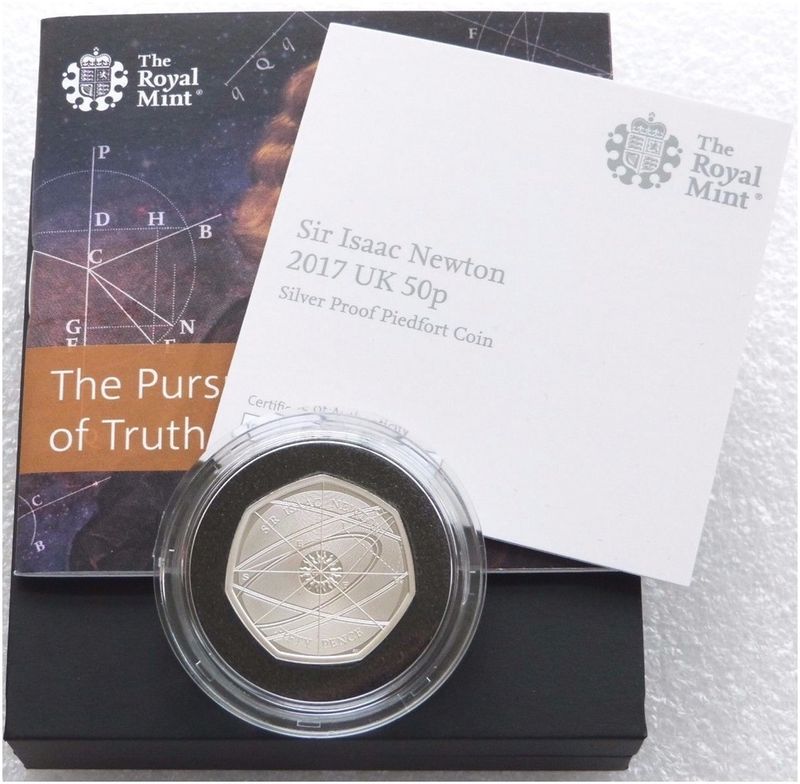 2017 Sir Isaac Newton Piedfort 50p Silver Proof Coin Box Coa 2017 Sir Isaac Newton Piedfort 50p Silver Proof Coin Box Coa