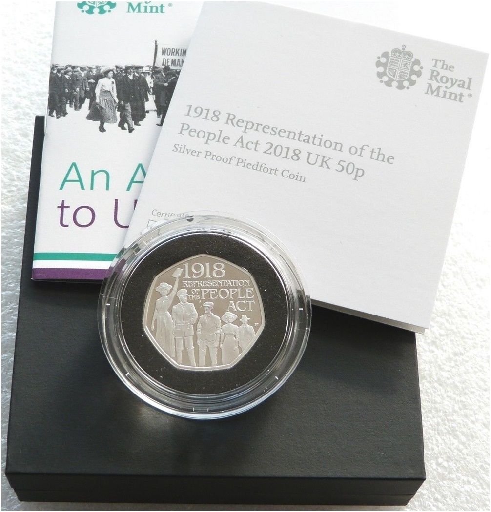 2018 Representation of the People Act Piedfort 50p Silver Proof Coin Box Coa