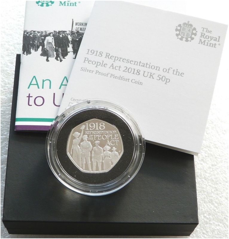 2018 Representation of the People Act Piedfort 50p Silver Proof Coin Box Coa 2018 Representation of the People Act Piedfort 50p Silver Proof Coin Box Coa