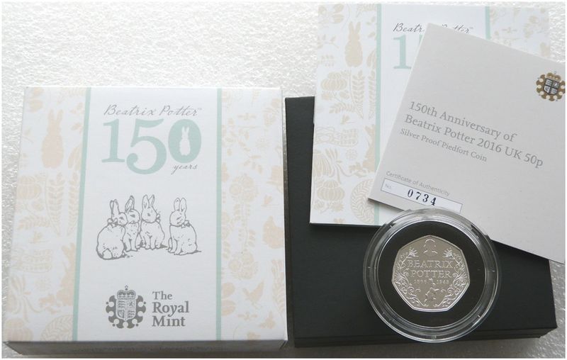 2016 Beatrix Potter Piedfort 50p Silver Proof Coin Box Coa - Mintage 2,486