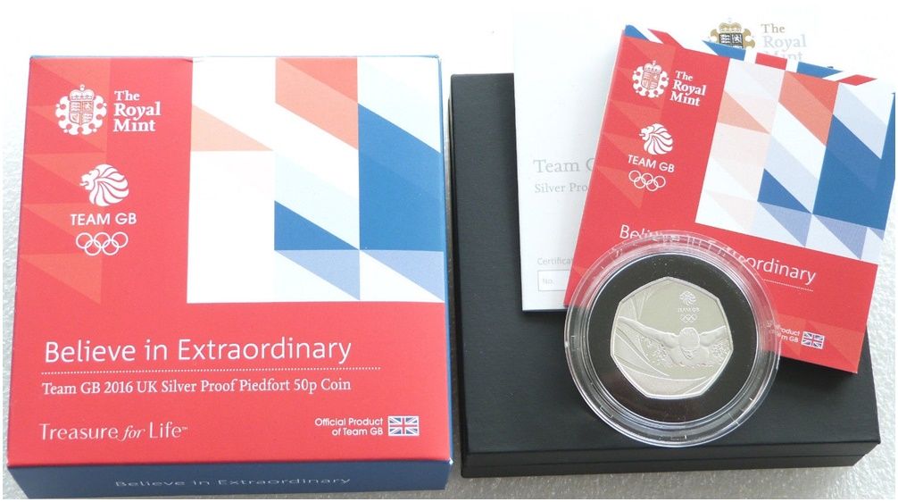 2016 Rio Olympic Games Team GB Piedfort 50p Silver Proof Coin Box Coa 2016 Rio Olympic Games Team GB Piedfort 50p Silver Proof Coin Box Coa