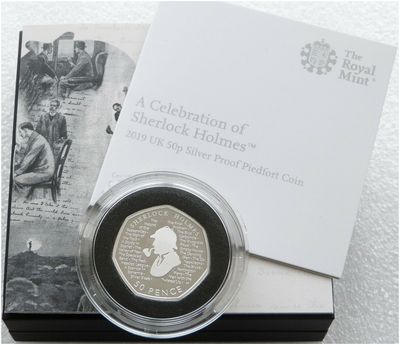 2019 Sherlock Holmes Piedfort 50p Silver Proof Coin Box Coa