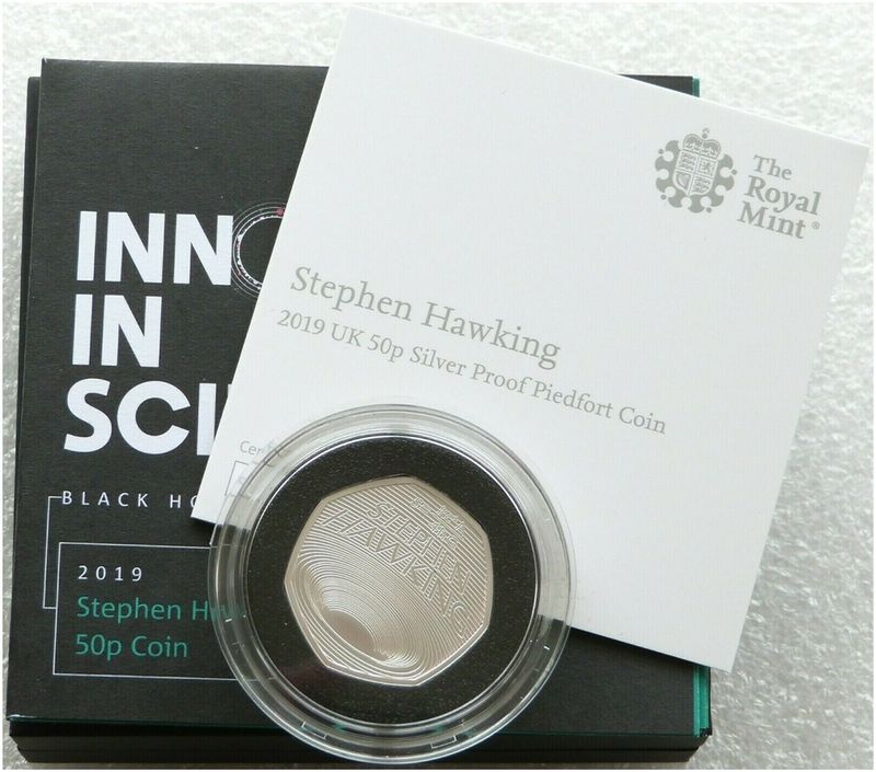 2019 Stephen Hawking Piedfort 50p Silver Proof Coin Box Coa 2019 Stephen Hawking Piedfort 50p Silver Proof Coin Box Coa