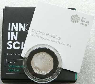 2019 Stephen Hawking Piedfort 50p Silver Proof Coin Box Coa 2019 Stephen Hawking Piedfort 50p Silver Proof Coin Box Coa