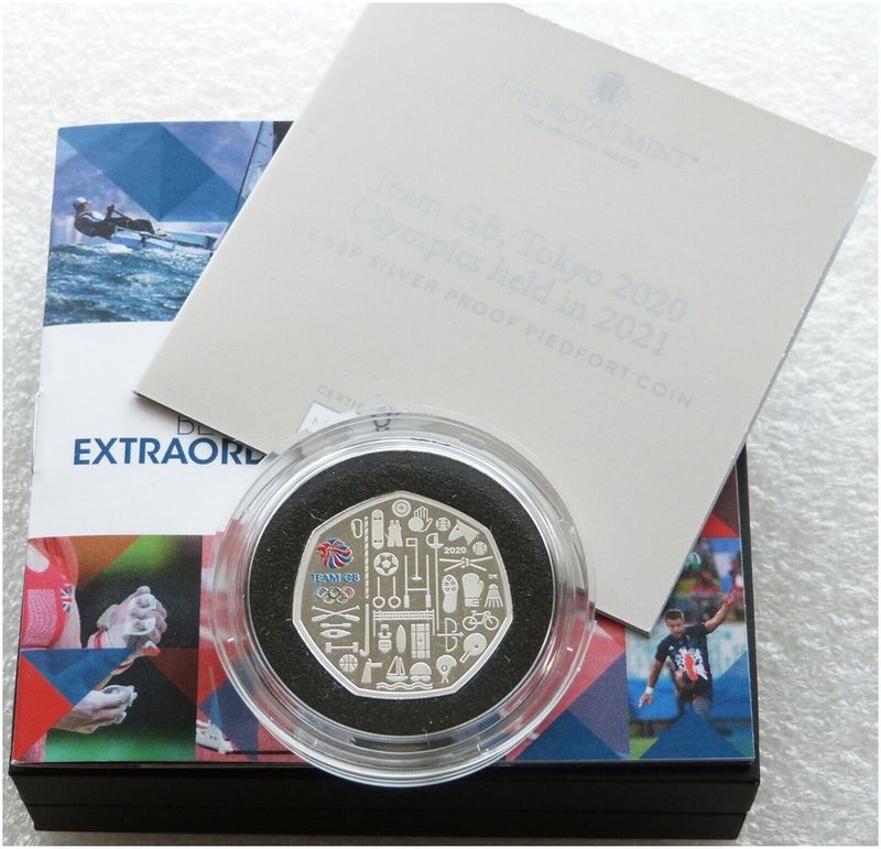 2021 Tokyo Olympic Games Team GB Piedfort 50p Silver Proof Coin Box Coa 2021 Tokyo Olympic Games Team GB Piedfort 50p Silver Proof Coin Box Coa