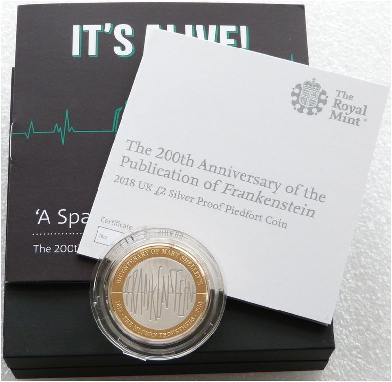 2018 Mary Shelley Frankenstein Piedfort £2 Silver Proof Coin Box Coa 2018 Mary Shelley Frankenstein Piedfort £2 Silver Proof Coin Box Coa
