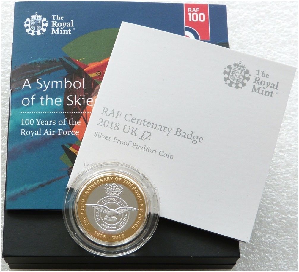 2018 Royal Air Force RAF Emblem Piedfort £2 Silver Proof Coin Box Coa