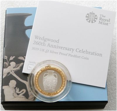 2019 Formation of Wedgwood Piedfort £2 Silver Proof Coin Box Coa