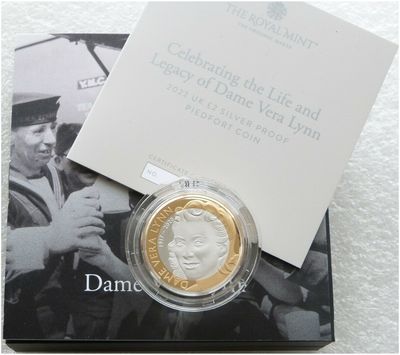 2022 Dame Vera Lynn Piedfort £2 Silver Proof Coin Box Coa 2022 Dame Vera Lynn Piedfort £2 Silver Proof Coin Box Coa