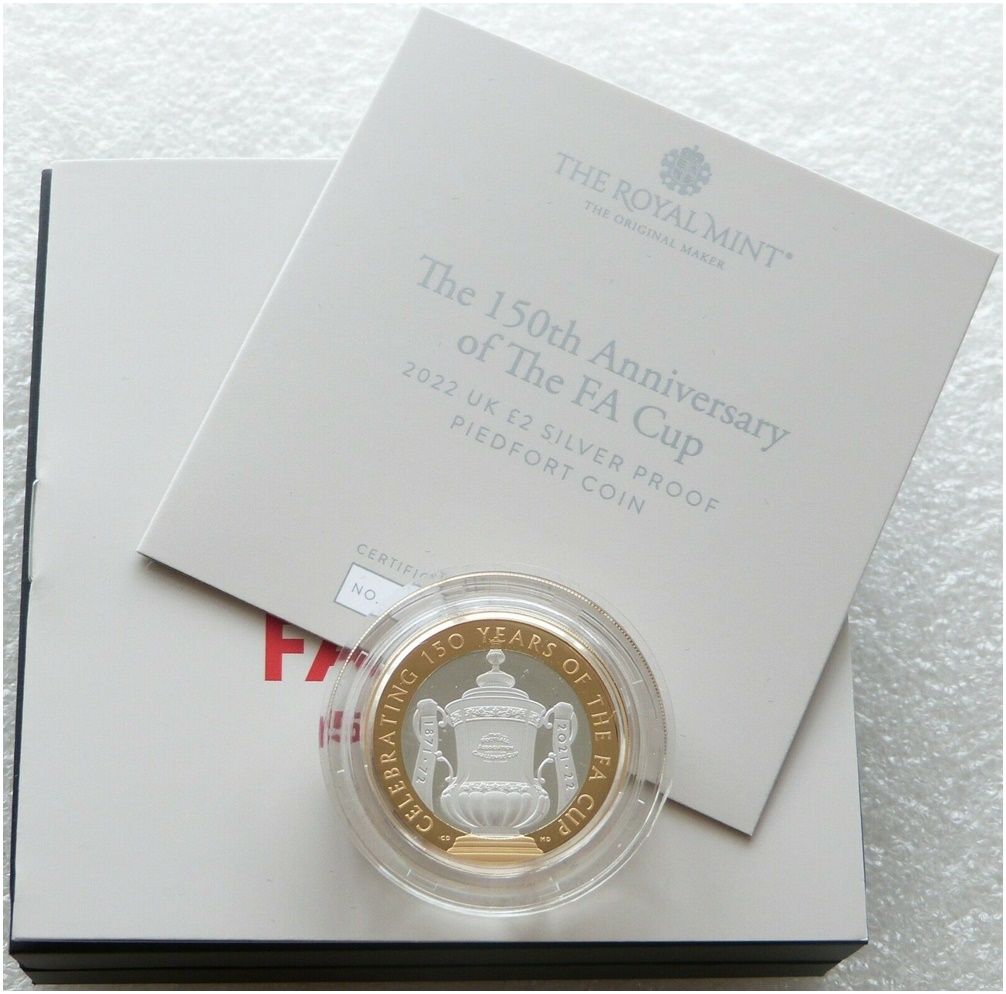 2022 FA Cup Piedfort £2 Silver Proof Coin Box Coa