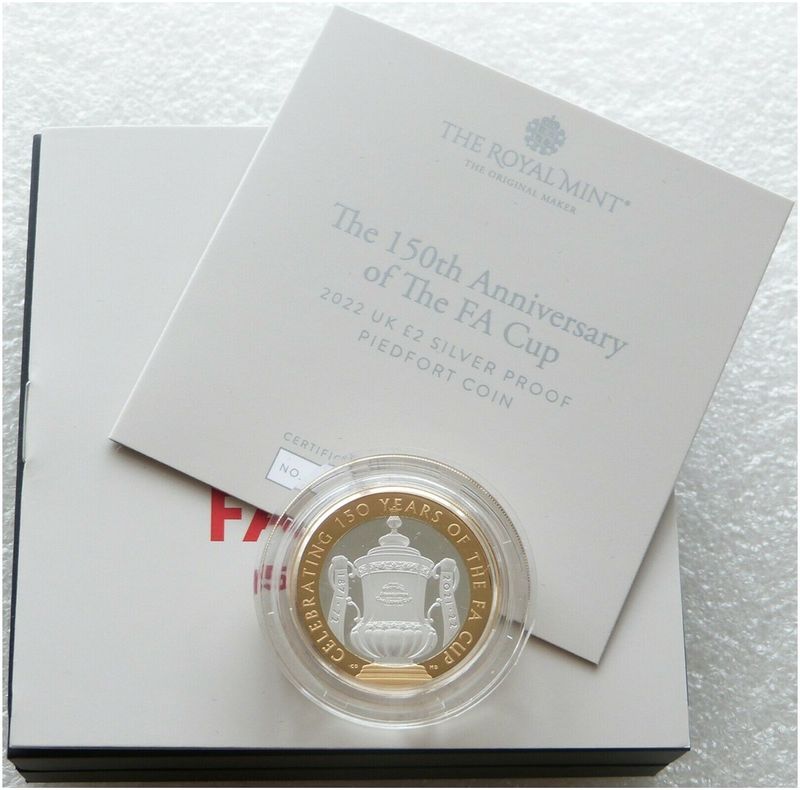 2022 FA Cup Piedfort £2 Silver Proof Coin Box Coa 2022 FA Cup Piedfort £2 Silver Proof Coin Box Coa