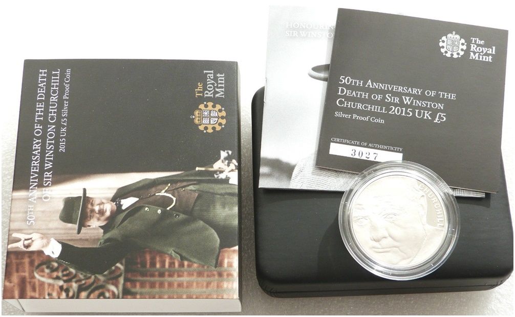 2015 Winston Churchill £5 Silver Proof Coin Box Coa