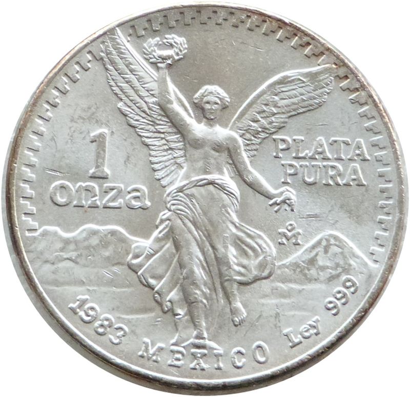1983 Mexico Libertad Angel Silver 1oz Coin