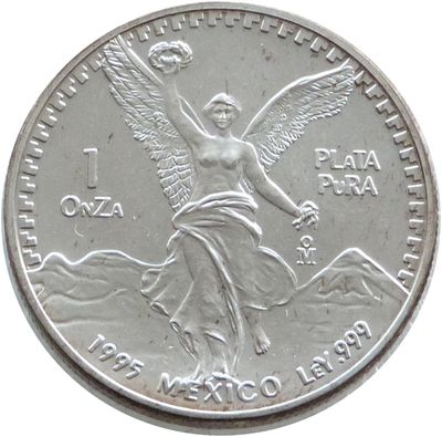 1995 Mexico Libertad Angel Silver 1oz Coin