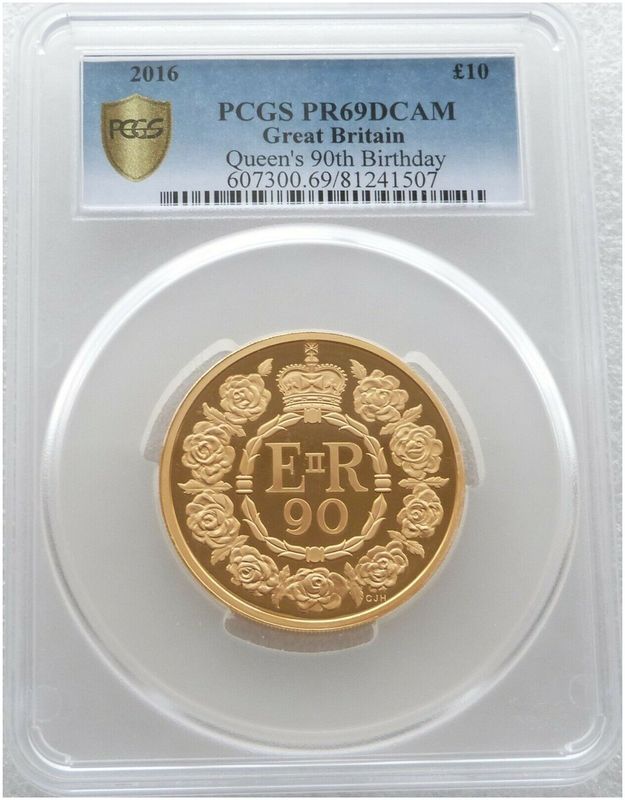 2016 Queen's 90th Birthday £10 Gold Proof 5oz Coin PCGS PR69 DCAM 2016 Queen's 90th Birthday £10 Gold Proof 5oz Coin PCGS PR69 DCAM