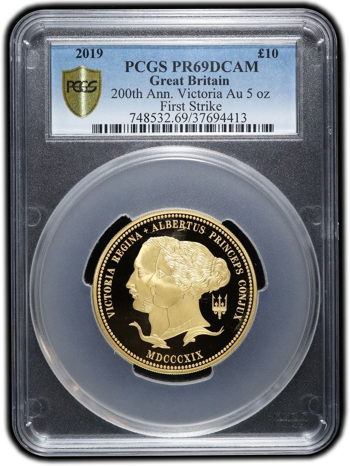 2019 Birth of Queen Victoria £10 Gold Proof 5oz Coin PCGS PR69 DCAM FS