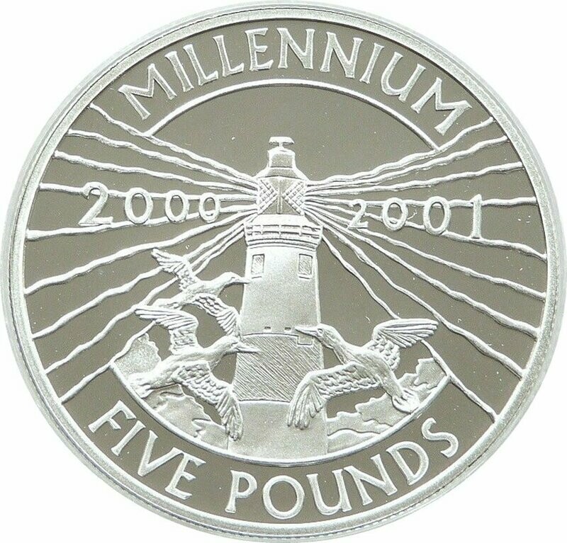 2000 Alderney Millennium Lighthouse £5 Silver Proof Coin 2000 Alderney Millennium Lighthouse £5 Silver Proof Coin