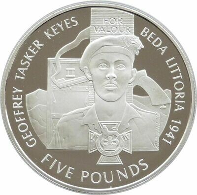 2006 Alderney Victoria Cross Geoffrey Tasker Keyes £5 Silver Proof Coin 2006 Alderney Victoria Cross Geoffrey Tasker Keyes £5 Silver Proof Coin