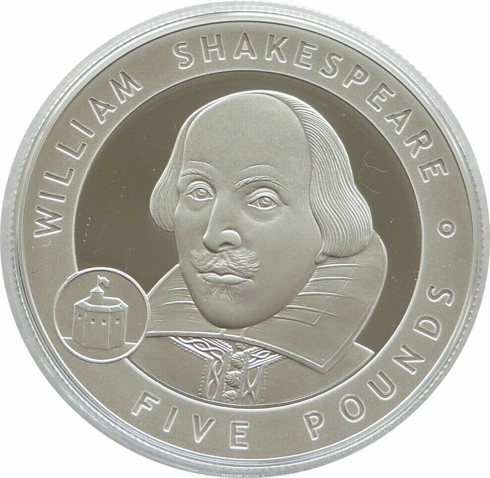 2006 Alderney Great Britons William Shakespeare £5 Silver Proof Coin 2006 Alderney Great Britons William Shakespeare £5 Silver Proof Coin