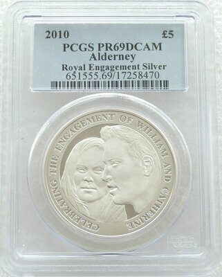 2010 Alderney Royal Engagement William and Kate £5 Silver Proof Coin PCGS PR69 DCAM