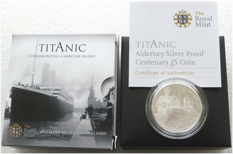 2012 Alderney Titanic £5 Silver Proof Coin Box Coa