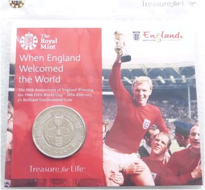 2016 Alderney FIFA Football World Cup England £5 Brilliant Uncirculated Coin Pack Sealed