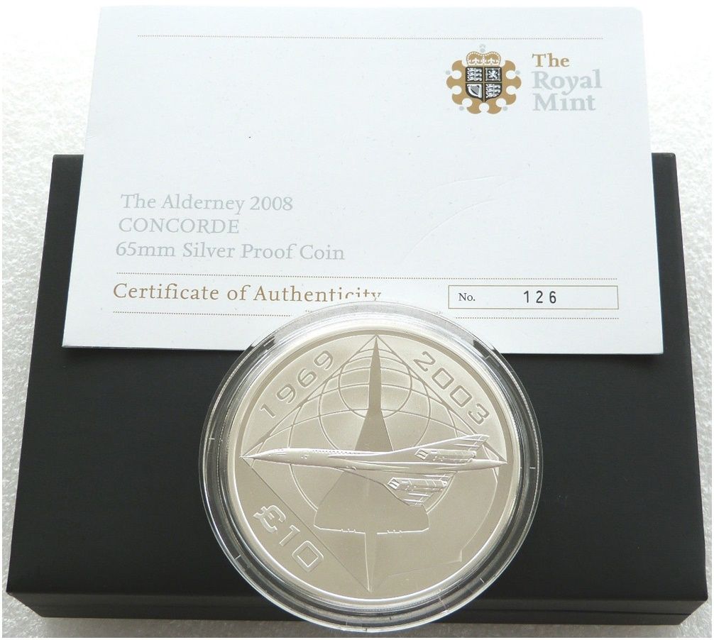 2008 Alderney Concorde £10 Silver Proof 5oz Coin Box Coa