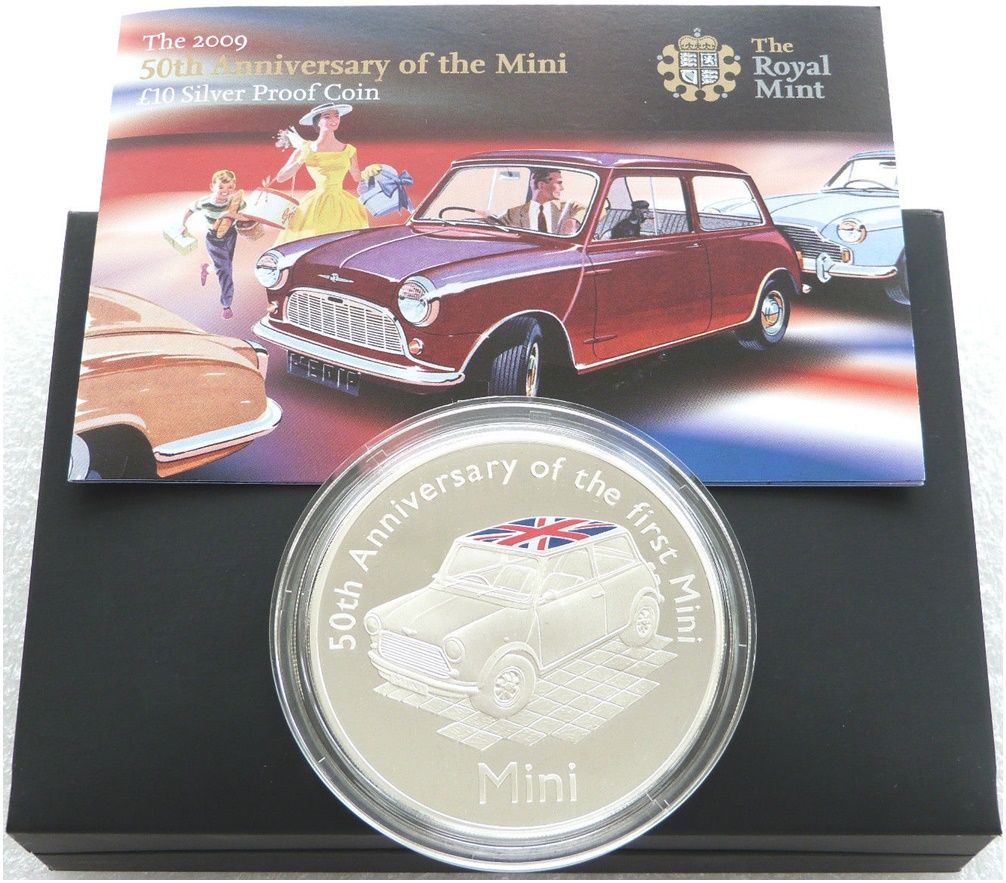 2009 Alderney Mini Motor Car £10 Silver Proof 5oz Coin Box Coa
