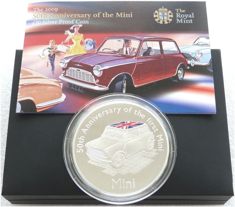 2009 Alderney Mini Motor Car £10 Silver Proof 5oz Coin Box Coa