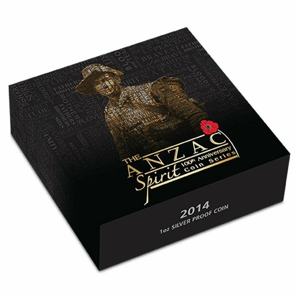 2014 Australia Anzac Spirit Declaration of War $1 Silver Proof 1oz Coin Box Coa 2014 Australia Anzac Spirit Declaration of War $1 Silver Proof 1oz Coin Box Coa