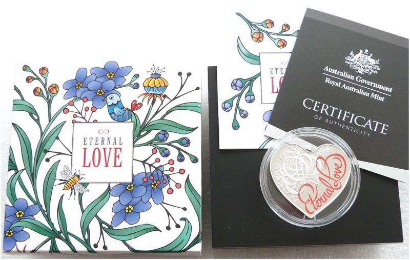2015 Australia Eternal Love Heart Shaped $5 Silver Proof 1oz Coin Box Coa 2015 Australia Eternal Love Heart Shaped $5 Silver Proof 1oz Coin Box Coa