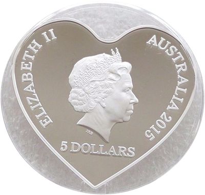 2015 Australia Eternal Love Heart Shaped $5 Silver Proof 1oz Coin