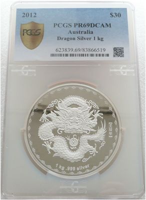 2012 Australia Lunar Dragon $30 Silver Proof Kilo Coin PCGS PR69 DCAM 2012 Australia Lunar Dragon $30 Silver Proof Kilo Coin PCGS PR69 DCAM
