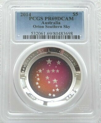 2014 Australia Southern Sky Orion Domed $5 Silver Proof 1oz Coin PCGS PR69 DCAM 2014 Australia Southern Sky Orion Domed $5 Silver Proof 1oz Coin PCGS PR69 DCAM