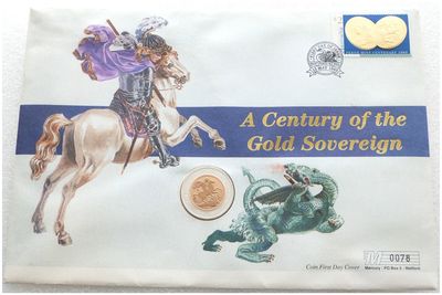 1999 Australia Perth Mint Centenary Bi-Metal $100 Gold Matte Proof Sovereign Coin First Day Cover 1999 Australia Perth Mint Centenary Bi-Metal $100 Gold Matte Proof Sovereign Coin First Day Cover