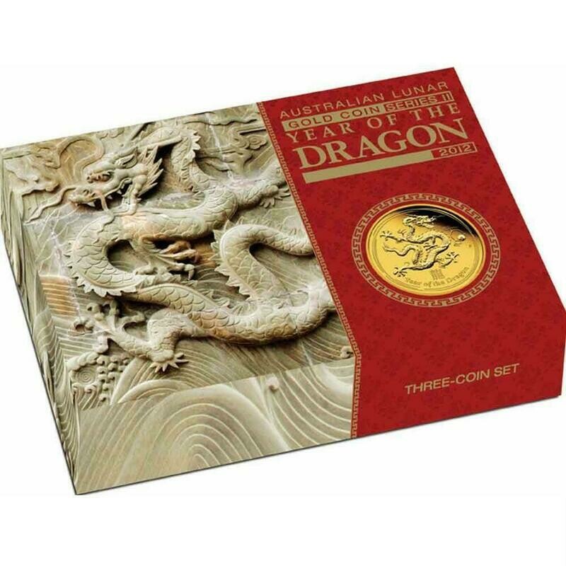 2012-P Australia Lunar Dragon Gold Proof 3 Coin Set Box Coa 2012-P Australia Lunar Dragon Gold Proof 3 Coin Set Box Coa