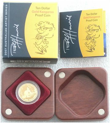 2007 Australia Rolf Harris Kangaroo $10 Gold Proof 1/10oz Coin Box Coa