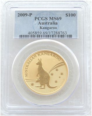 2009 Australia Kangaroo $100 Gold 1oz Coin PCGS MS69