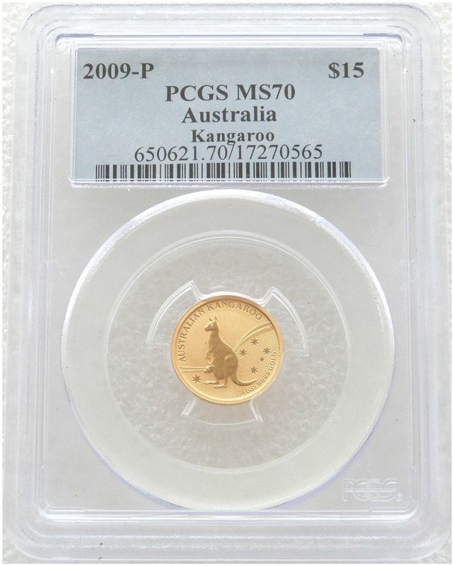 2009 Australia Kangaroo $15 Gold 1/10oz Coin PCGS MS70