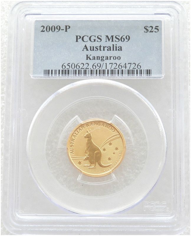 2009 Australia Kangaroo $25 Gold 1/4oz Coin PCGS MS69