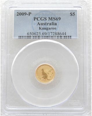 2009 Australia Kangaroo $5 Gold 1/20oz Coin PCGS MS69