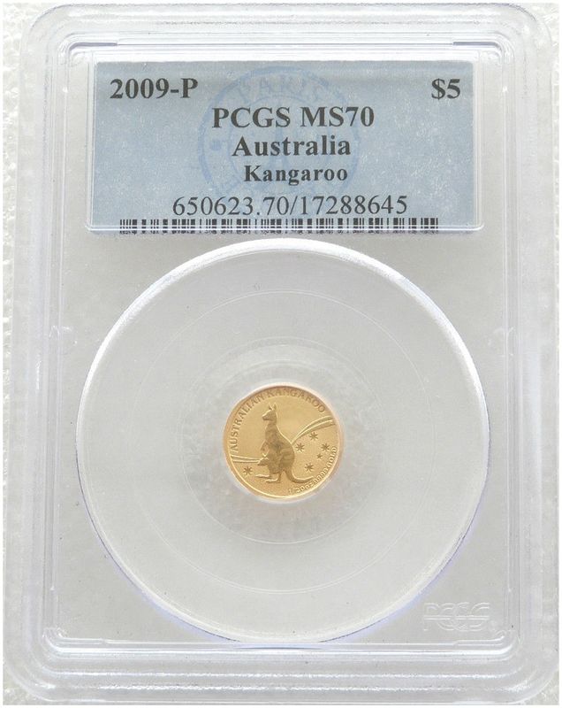 2009 Australia Kangaroo $5 Gold 1/20oz Coin PCGS MS70