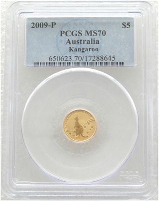 2009 Australia Kangaroo $5 Gold 1/20oz Coin PCGS MS70